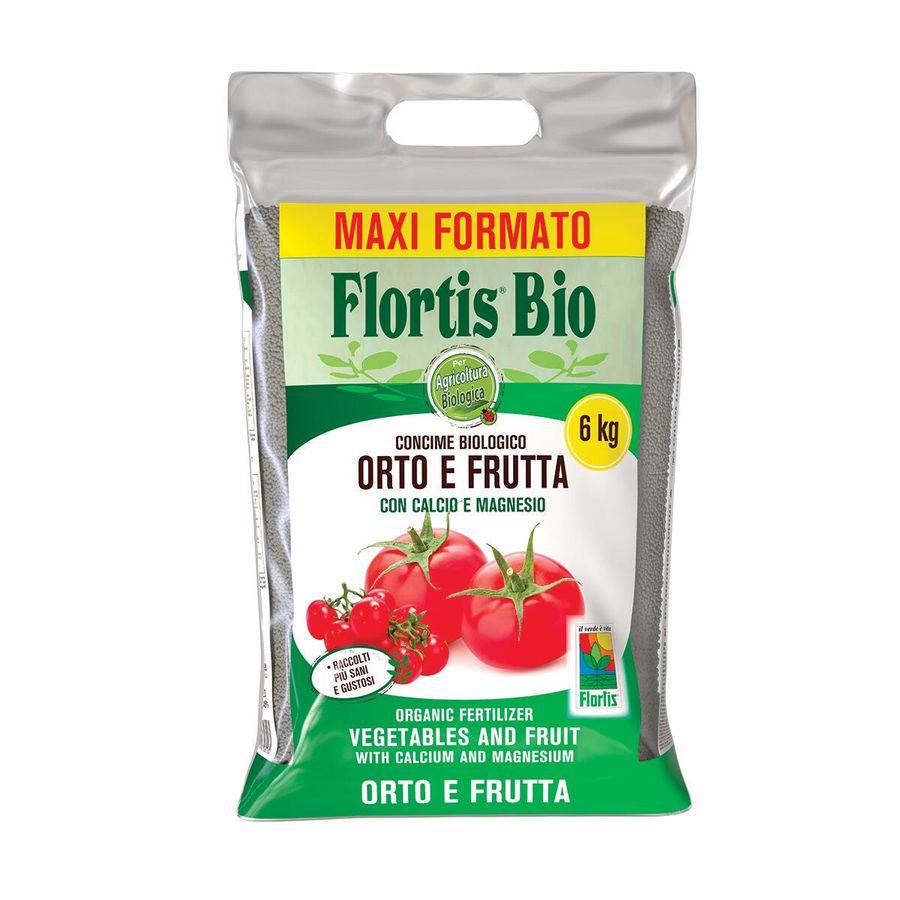 Concime granulato Flortis Bio per orto e frutta, sacco da 6 kg